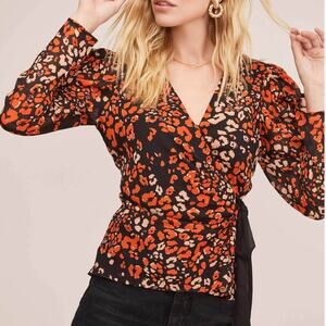 Astr The Label Lissa Leopard Print Puff Sleeve Top